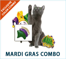 From Fat Tuesday to Mischievous Monday, kitty will be looking good in Mardi Gras party time Soft Paws®.