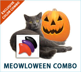 Deck your cat out in Halloween fun with our Meowlloween Combo. Orange, purple, and black nail caps will put you and your feline friend in the mood for some spooky celebration.