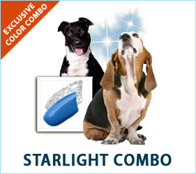 Your fashionable pooch will be ready to dance under the stars in these beautiful blue and silver nail caps.