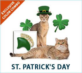 These "Shamrock Green" and "Pot o' Gold" Glitter Soft Paws will put a little magic in kitty's step.